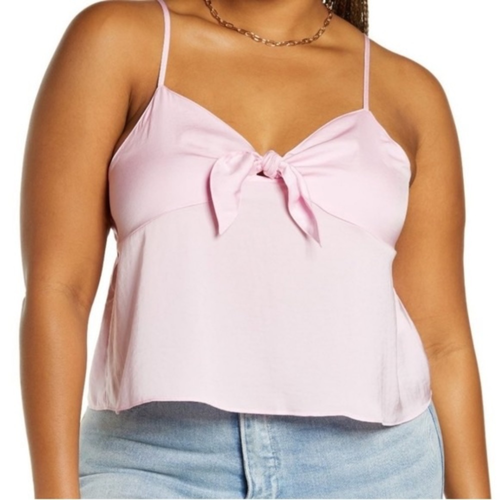 (A6) BP. Bow Detail Tank Top‎ in Pink Opal at Nordstrom, Size 1X, NWT